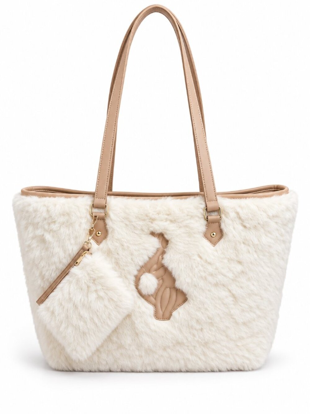 Baby Phat Faux Fur Tote Bag & Clutch Cat Logo NWT